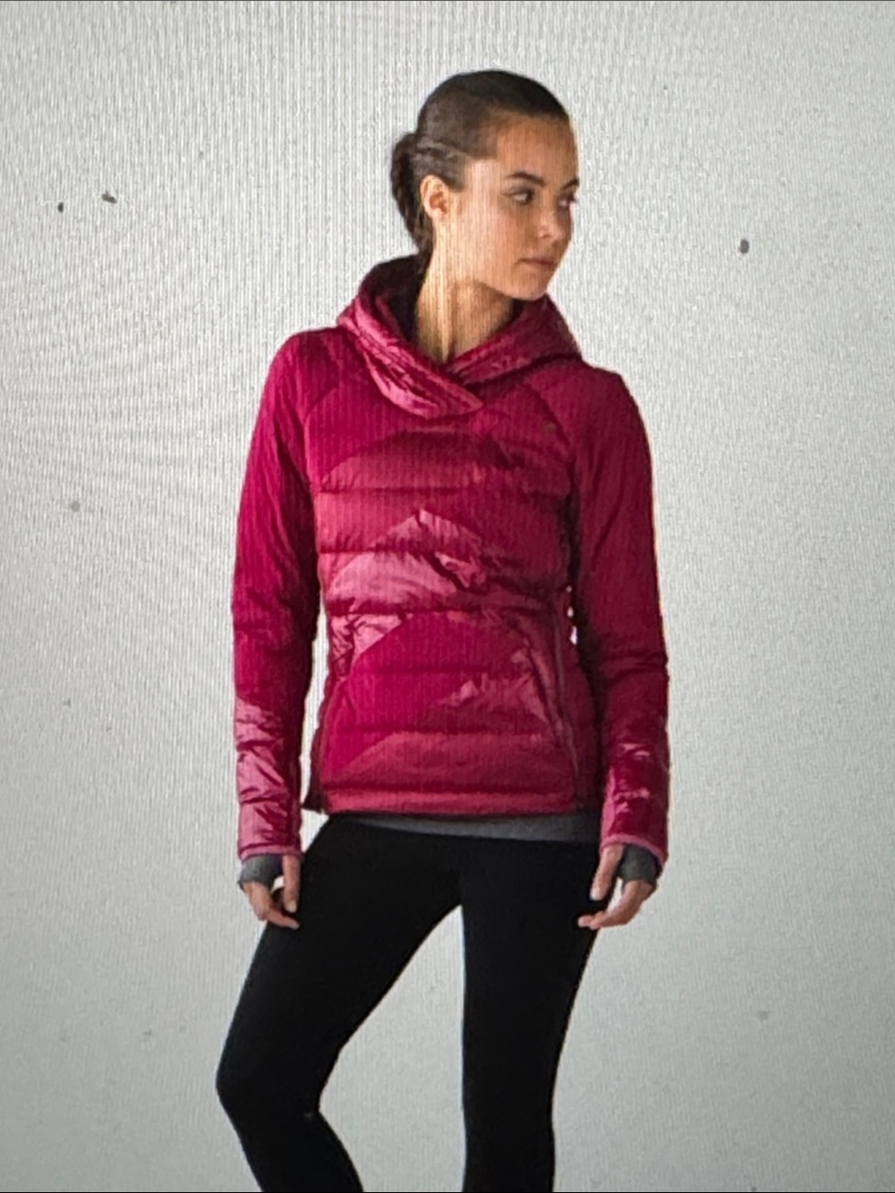 Lululemon down right cozy jacket hoodie in berry rumble sz 10